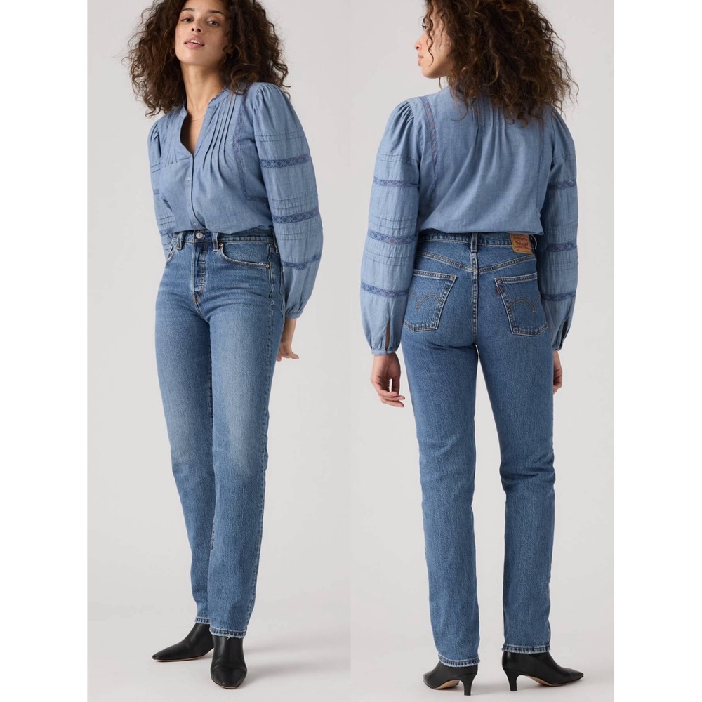Levis 501 Original Fit Jeans Straight Leg Worn In Medium Indigo Wash Womens 27 - Picture 13 of 13